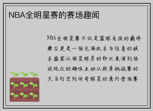 NBA全明星赛的赛场趣闻